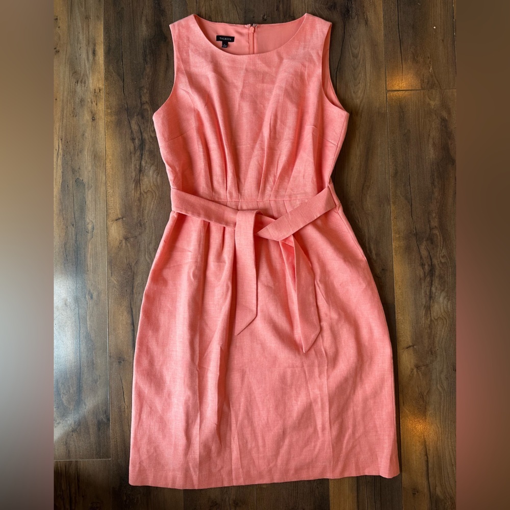 Talbots Coral Linen Dress Size 6 | Spring Summer Wedding Guest Work Event